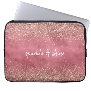 Pink Glam Glitzy Glitzer personalisiert Laptopschutzhülle