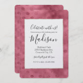 Pink Glam Glitzy Lips Birthday Einladung (Vorne/Hinten)