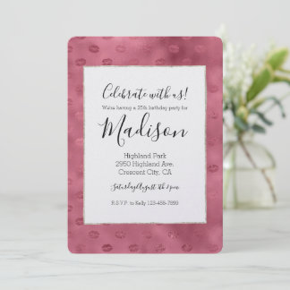 Pink Glam Glitzy Lips Birthday Einladung