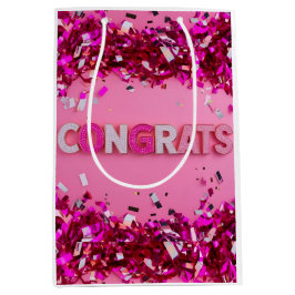 Pink Glam Glückwunschs Geschenktasche Mittlere Geschenktüte