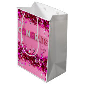 Pink Glam Glückwunschs Geschenktasche Mittlere Geschenktüte (Rückseite Schrägansicht)