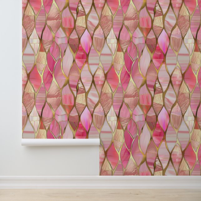 Pink Glam Gold Abstrakt Tapete (Anwendung)
