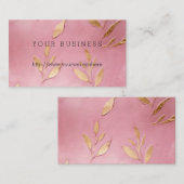 Pink Glam Gold Blätter Visitenkarte (Vorne/Hinten)