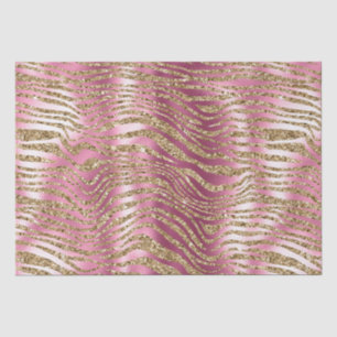Pink Glam Gold Glitzer Zebra Print Seidenpapier