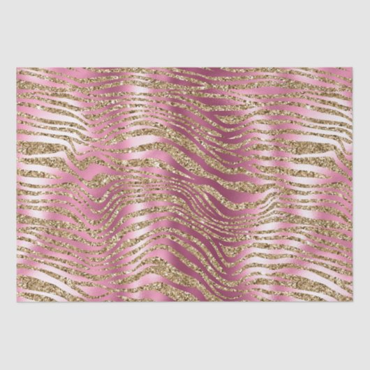 Pink Glam Gold Glitzer Zebra Print Seidenpapier (Vorderseite)
