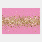 Pink Glam Gold Glitzy Sparkle Glitzer Geschenkpapier Set (Vorderseite 3)