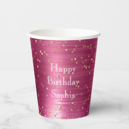 Pink Glam Gold Sparkle Confetti Geburtstag Pappbecher