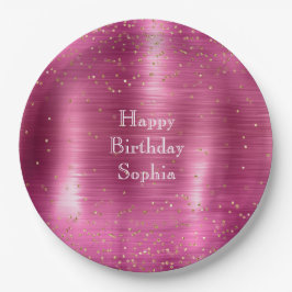 Pink Glam Gold Sparkle Confetti Geburtstag Pappteller