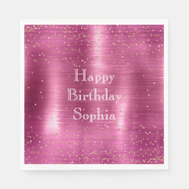 Pink Glam Gold Sparkle Confetti Geburtstag Serviette