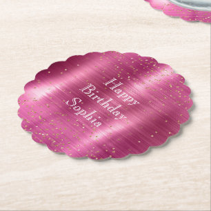 Pink Glam Gold Sparkle Confetti Geburtstag Untersetzer