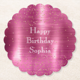 Pink Glam Gold Sparkle Confetti Geburtstag Untersetzer