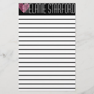 Pink Glam Heart Lined Stationary Briefpapier
