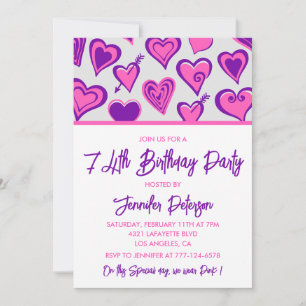 Pink Glam Herzdesign Pattern 74. Geburtstag Einlad Einladung