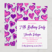 Pink Glam Herzdesign Pattern 79. Geburtstag Einlad Einladung (Vorne/Hinten)