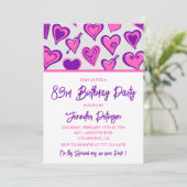 Pink Glam Herzdesign Pattern 83. Geburtstag Einlad Einladung (Stehend Vorderseite)
