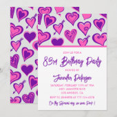 Pink Glam Herzdesign Pattern 83. Geburtstag Einlad Einladung (Vorne/Hinten)