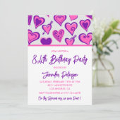 Pink Glam Herzdesign Pattern 84. Geburtstag Einlad Einladung (Stehend Vorderseite)