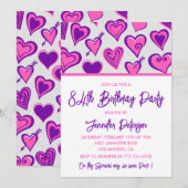 Pink Glam Herzdesign Pattern 84. Geburtstag Einlad Einladung (Vorne/Hinten)