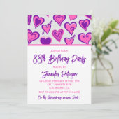 Pink Glam Herzdesign Pattern 88. Geburtstag Einlad Einladung (Stehend Vorderseite)