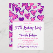 Pink Glam Herzmuster 37. Geburtstag Einladungen (Vorne/Hinten)