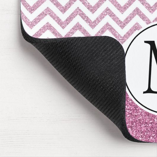 Pink Glam Imitate Glitzer Zickzack Mousepad (Ecke)