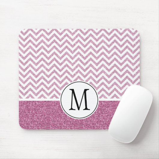 Pink Glam Imitate Glitzer Zickzack Mousepad (Mit Mouse)