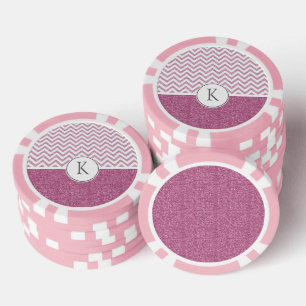 Pink Glam Imitate Glitzer Zickzack Pokerchips