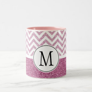 Pink Glam Imitate Glitzer Zickzack Zweifarbige Tasse