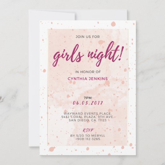 Pink Glam Junggeselinnen-Abschied Einladung (Vorderseite)