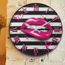 Pink Glam Lips Stripes Chic Fashion