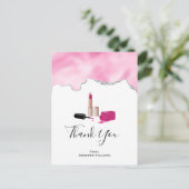 Pink Glam Lipstick & Nail Polnisch Vielen Dank Postkarte (Stehend Vorderseite)