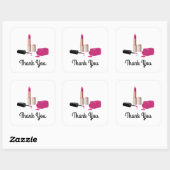 Pink Glam Lipstick & Nail Polnisch Vielen Dank Quadratischer Aufkleber (Blatt)