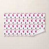 Pink Glam Lipstick & Nail Polnische Schönheit Them Badhandtuch Set (Handtuch)