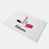 Pink Glam Lipstick & Nail Polnische Schönheit Them Fußmatte (Schrägansicht)