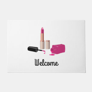 Pink Glam Lipstick & Nail Polnische Schönheit Them Fußmatte