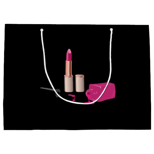 Pink Glam Lipstick & Nail Polnische Schönheit Them Große Geschenktüte (Rückseite)