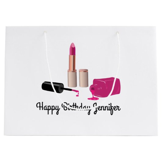 Pink Glam Lipstick & Nail Polnische Schönheit Them Große Geschenktüte (Vorderseite)