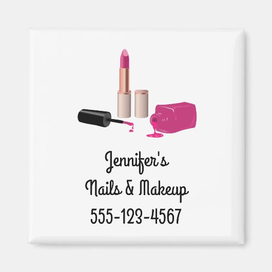 Pink Glam Lipstick & Nail Polnische Schönheit Them Magnet (Vorne)