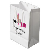 Pink Glam Lipstick & Nail Polnische Schönheit Them Mittlere Geschenktüte (Rückseite Schrägansicht)
