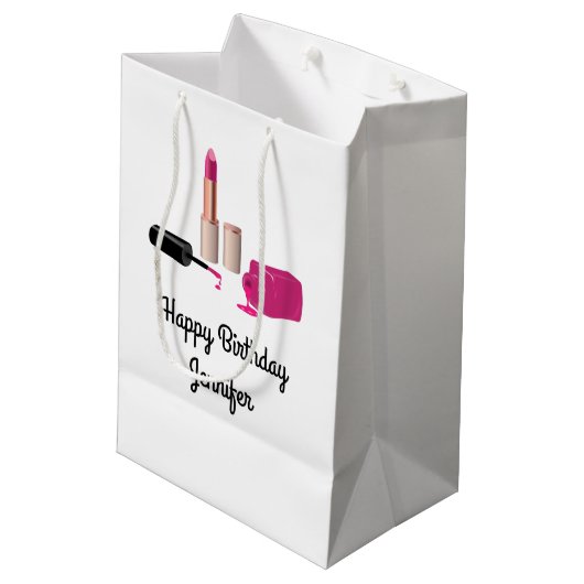 Pink Glam Lipstick & Nail Polnische Schönheit Them Mittlere Geschenktüte (Rückseite Schrägansicht)