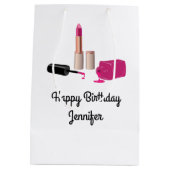 Pink Glam Lipstick & Nail Polnische Schönheit Them Mittlere Geschenktüte (Rückseite)