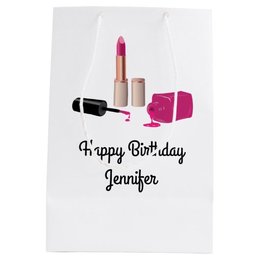 Pink Glam Lipstick & Nail Polnische Schönheit Them Mittlere Geschenktüte (Rückseite)