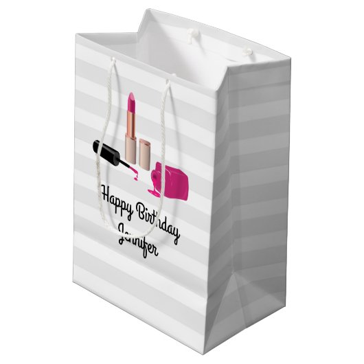 Pink Glam Lipstick & Nail Polnische Schönheit Them Mittlere Geschenktüte (Rückseite Schrägansicht)