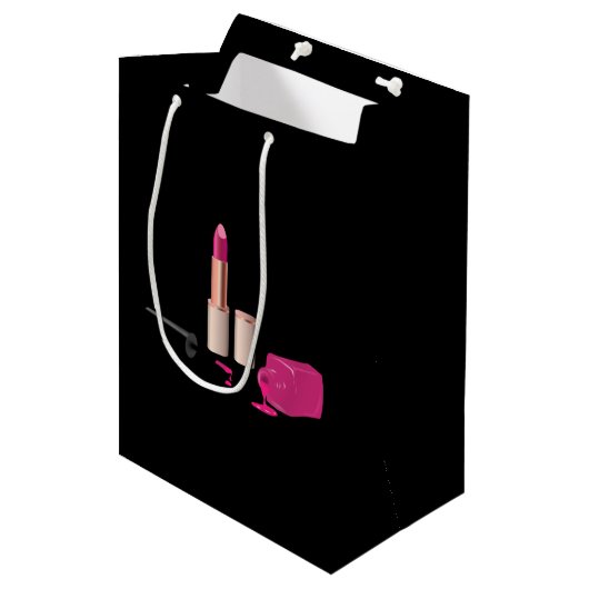 Pink Glam Lipstick & Nail Polnische Schönheit Them Mittlere Geschenktüte (Vorderseite Schrägansicht)