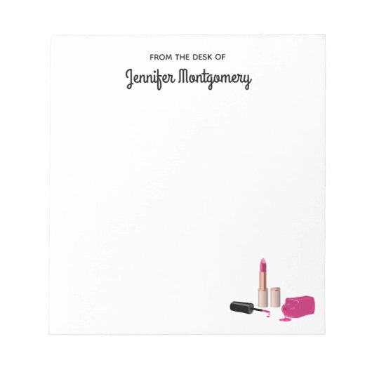 Pink Glam Lipstick & Nail Polnische Schönheit Them Notizblock (Vorderseite)