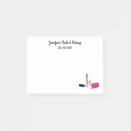 Pink Glam Lipstick & Nail Polnische Schönheit Them Post-it Klebezettel (Vorderseite)