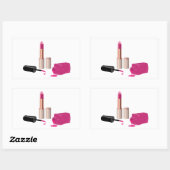 Pink Glam Lipstick & Nail Polnische Schönheit Them Rechteckiger Aufkleber (Blatt)