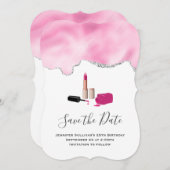 Pink Glam Lipstick & Nail Polnische Schönheit Them Save The Date (Vorne/Hinten)