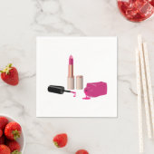 Pink Glam Lipstick & Nail Polnische Schönheit Them Serviette (Beispiel)