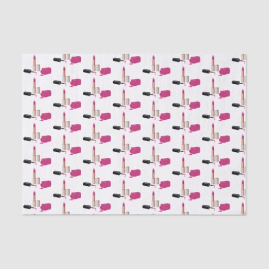 Pink Glam Lipstick & Nail Polnisches Schönheitsmus Seidenpapier (Vorderseite)